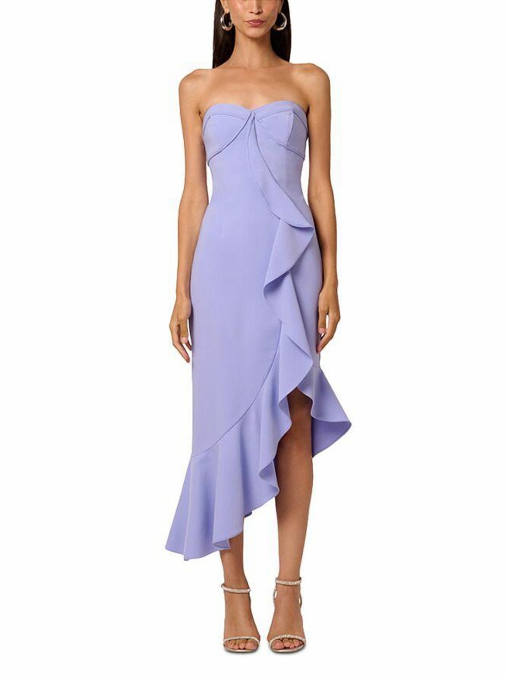 NWT Liv Foster Iris Strapless High-Low Crepe Midi Dress